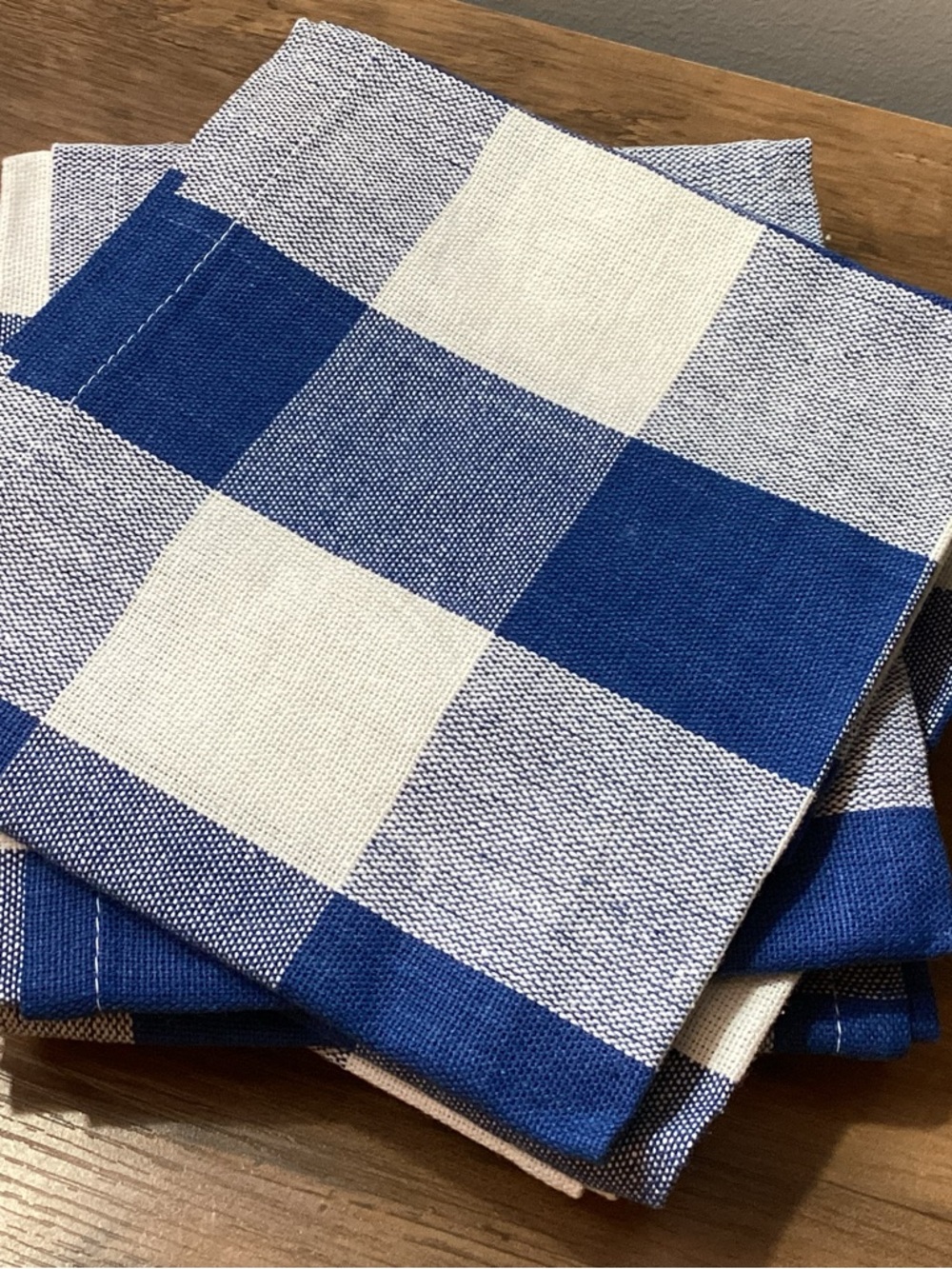 Classic Blue & White Buffalo Check Napkins - Home Dining Table Linens